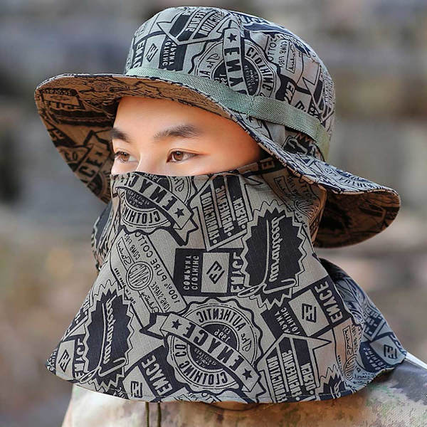Fishing Cap with Geometric Pattern, Adjustable Strap