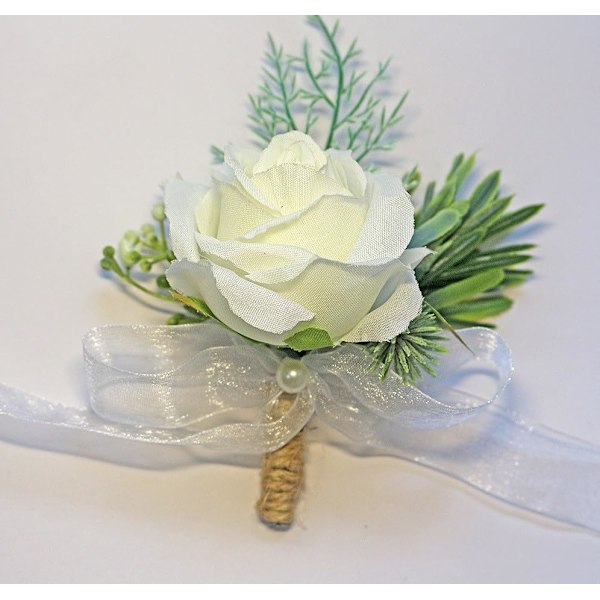 2 stk. Håndledskorsage Sæt, Kunstige Rose Herre Dame Korsage Håndledsbånd Armbånd, Brudgom Bryllup Prom Fest Blomster