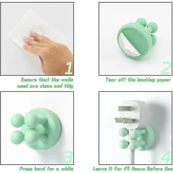 Silicone Toothbrush Holder 6 Pcs Multifunctional Hook Razor Holder Waterproof Self-Adhesive Wall Mounted Single Hook Black
