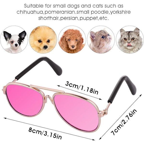 4-pack Kattformade Solglasögon - Klassiska Retro UV-skydd för Små Hundar Solglasögon för Maskeradfest Fotorekvisita Pilotglasögon