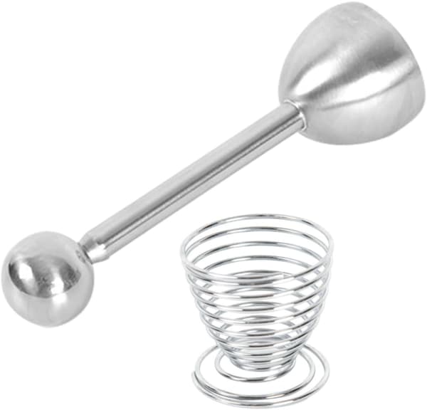 2 Pieces Stainless Steel Egg Cracker and Separator Tool with Spring and Compact Design