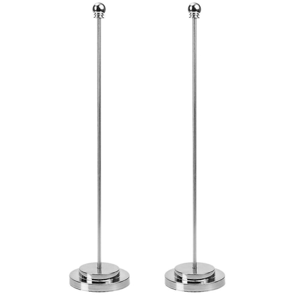 2 stk. Metal Flagstang til Bordmøderum Flagstang Holder Lille Flagstang Pynt Sølv 33X7X Silver 33X7X7CM