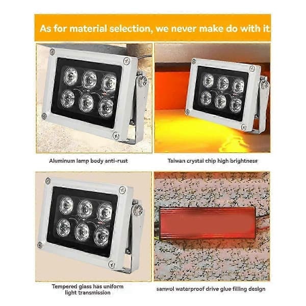 Infrared Illumination 6 LEDs 60 Degree Wide Angle IR Illuminator Waterproof LED Lamp For CCTV Camera