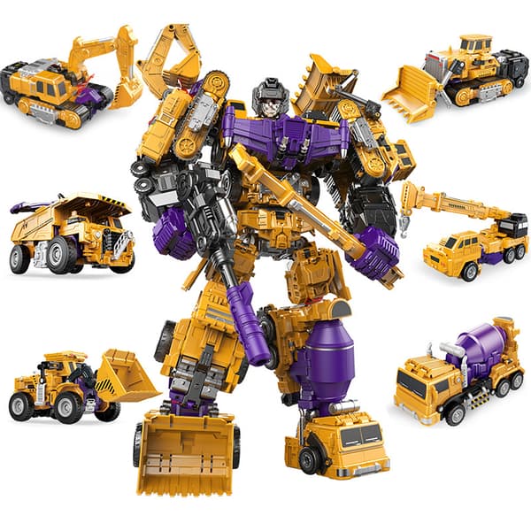 Transformerende Robotbil Legetøj, Deformationsrobot Actionfigur, Kreativ Træk-tilbage Køretøjsmodel, Interaktiv Samlerlegetøj til Børn Hjullæsser Wheel loader
