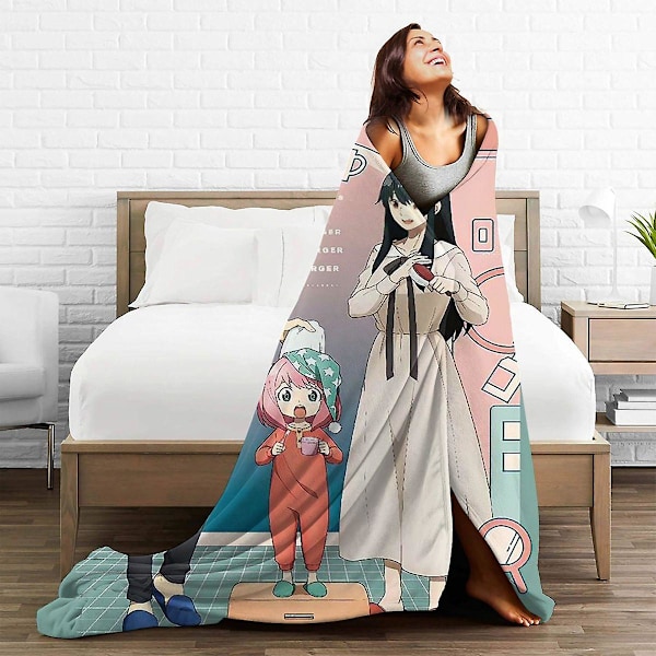 Anime Spy X Family tæpper fleece alle sæsoner bærbare ultra-bløde tæpper til sofa soveværelse sengetæppe