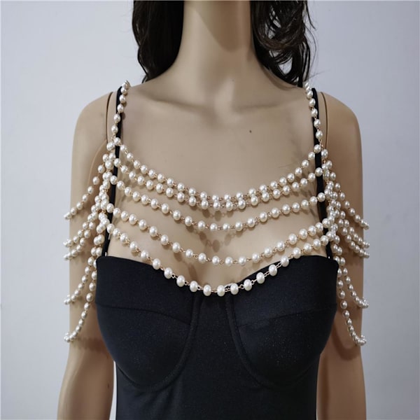 Modepärlhalsband DIY-hantverk Sjal Pärlad Bib Choker Halsband Present Axelbälte Halsband Smycken för Kvinnor Bröllop Bal