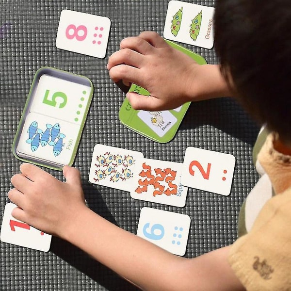 Roligt förskola interaktivt matchande kortspel Kindergarten Abc Alfabetet Ordformer Djurigenkänning Blixtordskort Grön 30 stycken