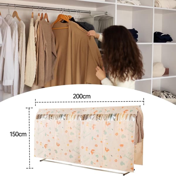 Protective Cover for Clothes Rack with Transparent Window, Dustproof and Moisture-proof, 200 x 150 cm (200 x 150 cm)