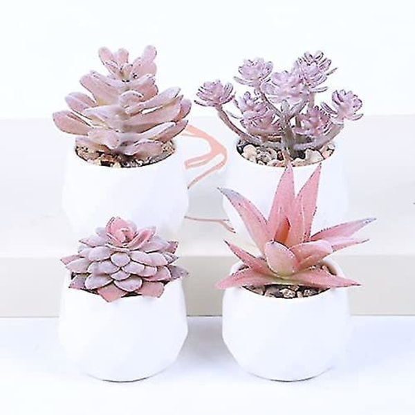 Set Of 4 Artificial Succulent Plants Mini Fake Succulents Plants Artificial Potted For Home Garden Office And Outdoor