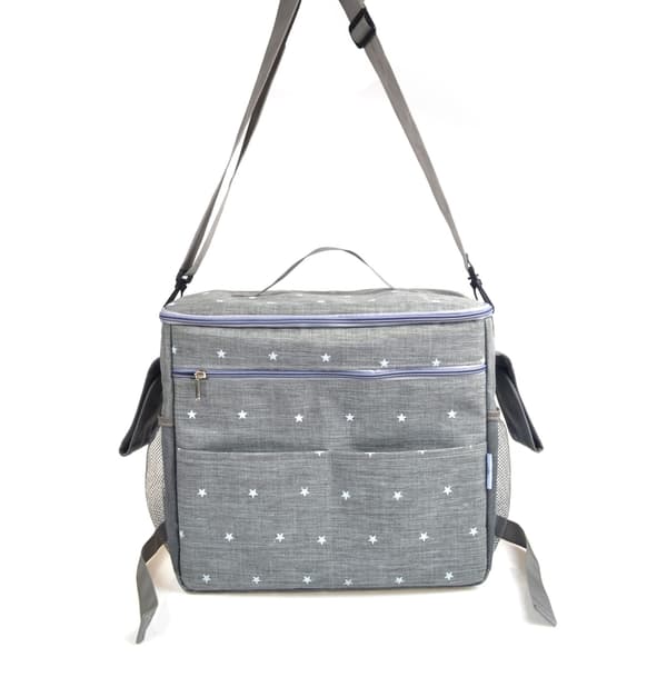 (Grey) Large Stroller Bag, Waterproof 22L Stroller Organizer with 2 Cup Holders
