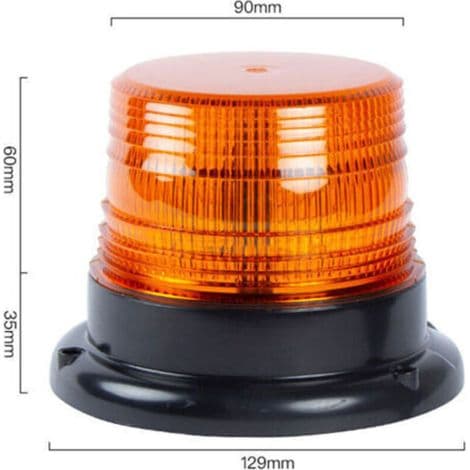 7.5W LED Orange Rotating Warning Light - 360° Magnetic Flashing Warning Light - 12V-80V Cigarette Lighter Plug - Durable Polycarbonate Material