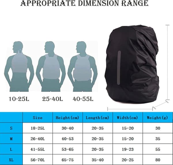 Waterproof Backpack Rain Cover, 2-Pack, L (41-55L), Reflective and Dustproof for Hiking and Camping