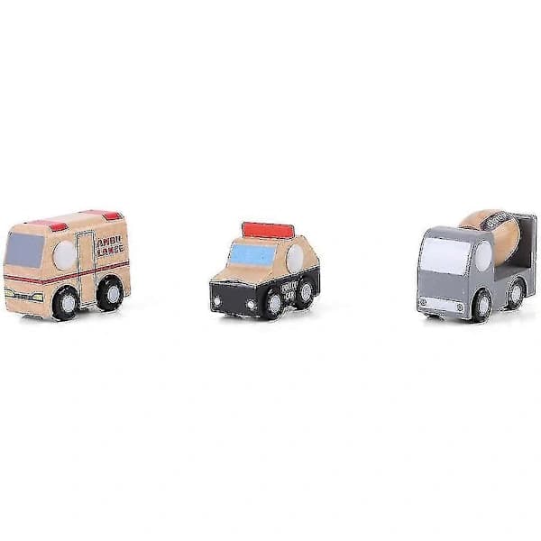 12-pack Träfordon Set Barn Tecknad Leksaksbil Tidig Utbildning Leksak