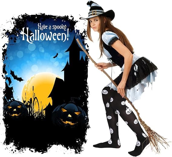 6 par Halloween-strømper Nyhed Halloween lårstrømper Flagermus Græskar