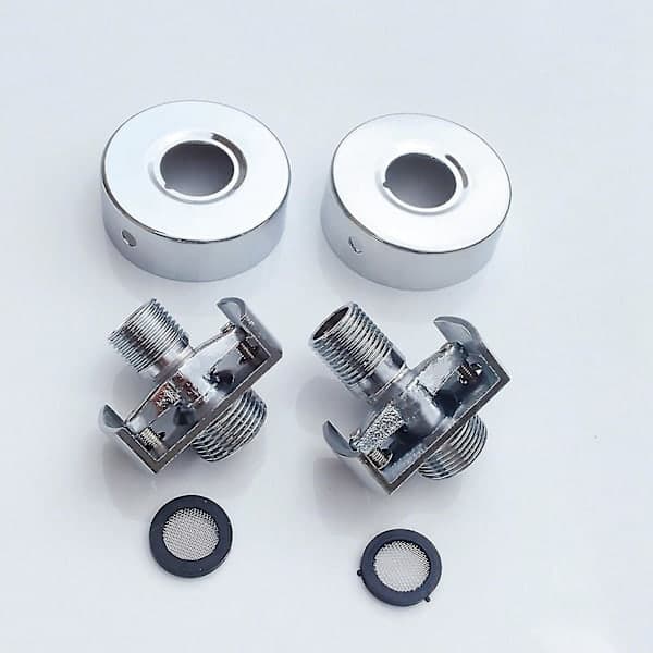 2x Adjustable Water Inlet Pipe, Angle Couplings, Shower Head, Bend Foot, Eccentric Screw, Angle