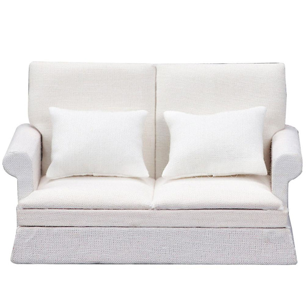 1 Sæt Miniature Sofa Møbler Model Miniature Sofa Legetøj Miniature Stue Dekoration Hvid 12.7X7.8C
