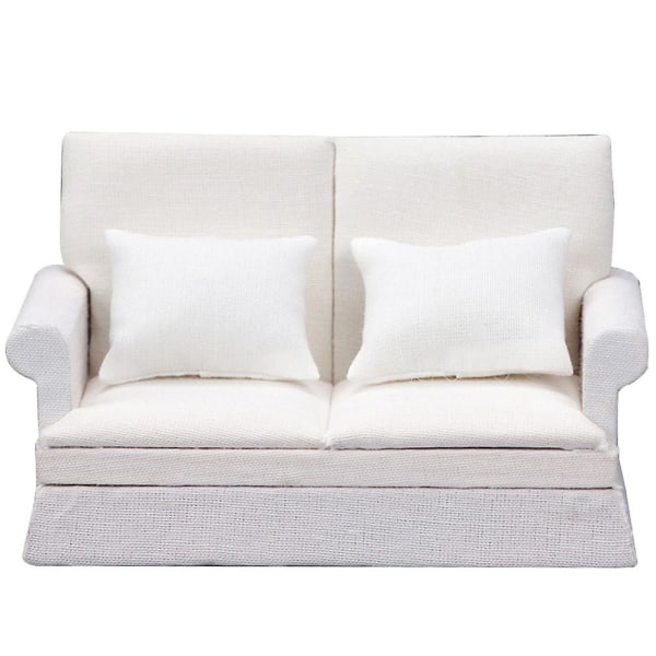 1 Set Of Miniature Sofa Furniture Model Miniature Sofa Toy Miniature Living Room DecorWhite12.7X7.8C