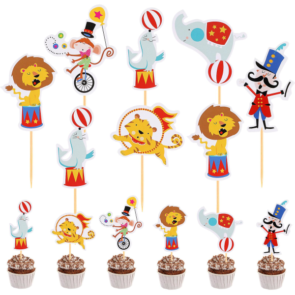 72 st Cupcake Toppers Festtillbehör Kaktdekor Djurkaka Picks Dessert ToppersM M