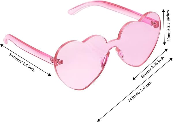 Rosa Hjerteformede Solbriller Kantløse Transparente Hjertebriller DXGHC