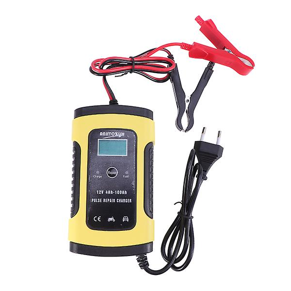 Automatisk 12V 6A Lader Bil Motorsykkel Batterilader Med EU-Plugg (gul)Gul Yellow