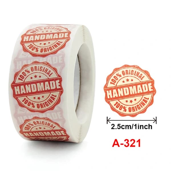 Self-adhesive stickers on a roll, handmade decorative labels for holidays, 900 stickers
