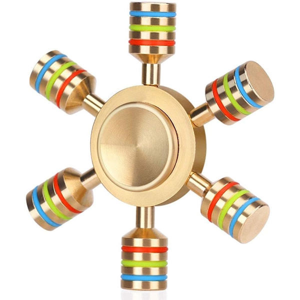 Fingertopps Hand Spinner Regnbåge Fidget Spinner Leksaker Spinner Metall 6 Arm Hand Spinner Mässing Anti Stress