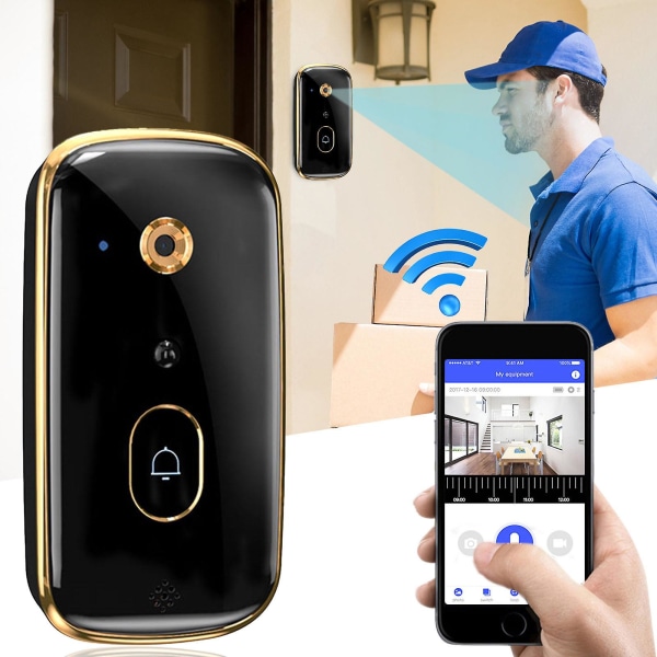 HD WiFi Videodørklokkekamera 1080p Trådløs Dørklokke Lydbevægelsesdetektor og Nattesyn Højttaler F