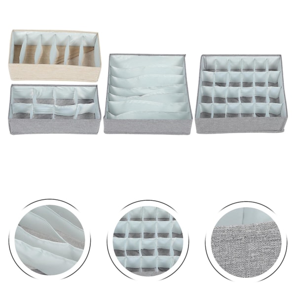 Foldbar Oppbevaringsboks BH-organisator Skuffe Undertøy Oppbevaringsorganisator Undertøy Skuffedeler BH U Grey 32x32cm