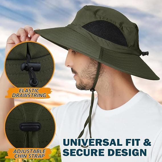 Unisex Solhat, Vandtæt Hat Sammenfoldelig, Armygrøn