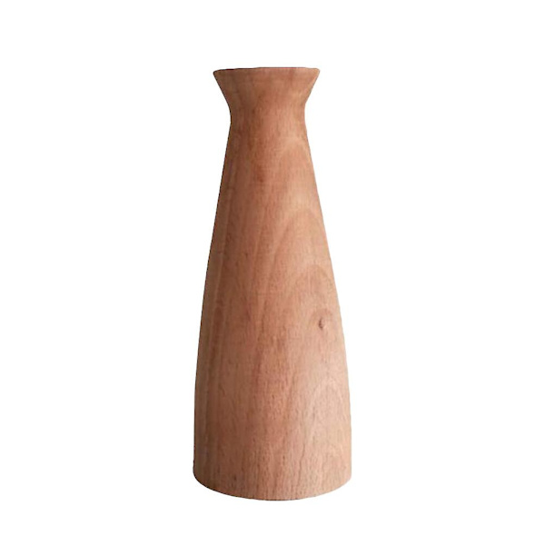 1 stk. Trævase Høj Konisk Vase Træ Blomstervase Blomsterarrangement Flaske Træfarve 13X5,5CM