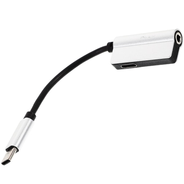 2-i-1 USB Typ C till 3,5 mm Hörlursadapter Laddare Usb-c Ljudkabel 3,5-uttag Hörlursadapter för telefon (silver)Silver12,5*1,6*0,8cm Silver 12.5*1.6*0.8cm