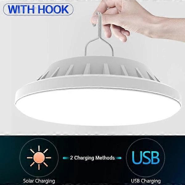 Bærbar campinglampe utendørs teltlampe 5 moduser solcellelampe, USB
