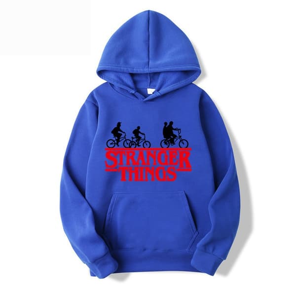 Stranger Things Tryckt Pullover Hoodie med Fleecefoder - Kungsblå - Storlek S Royal Blue Royal Blue-FM- Royal Blue S Royal Blue S