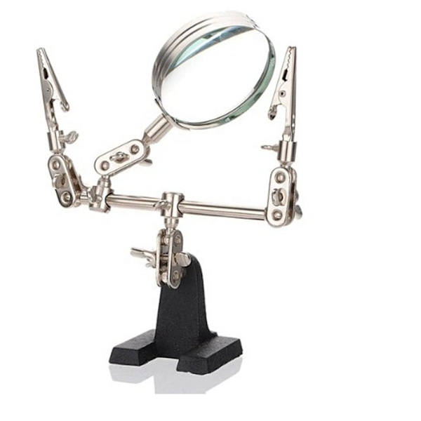 Korun Magnifying Glass, 5X Kiertävä Luppi Koruille ja Tarvikkeille 2 Kiinnitysklipsin Avulla, Auttaa Juottamisessa, Kolmas Käsi Apuväline - 4 Osaa