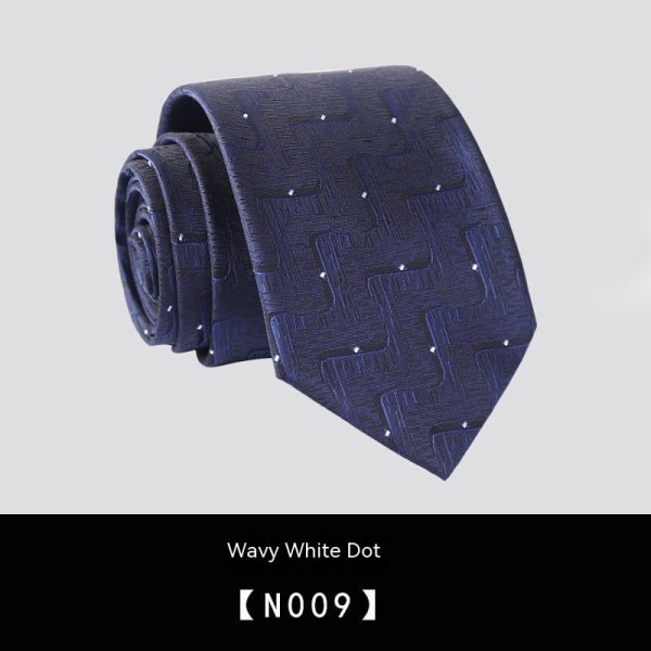 Affärskläder, 8 cm slips, arbetshänder för män, professionella vågvita prickar, N009, ett stycke