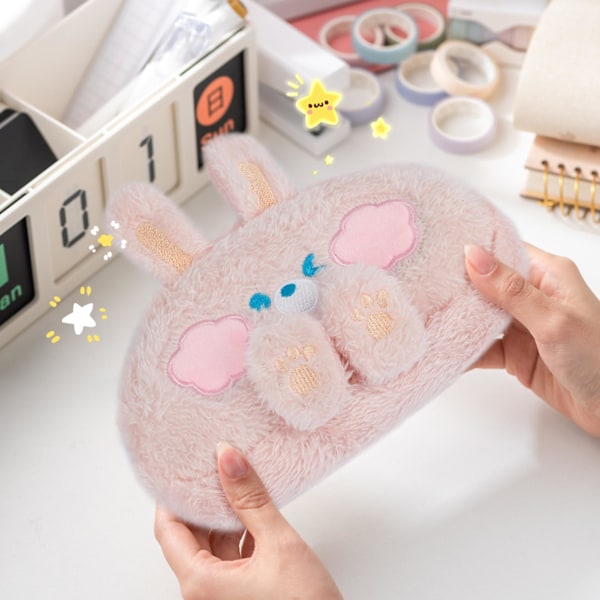 Pencil Case Sødt Plys Bjørn Penalhus Sødt Æstetisk Penalhus Stor Blyantholder Kawaii Ting (pink)