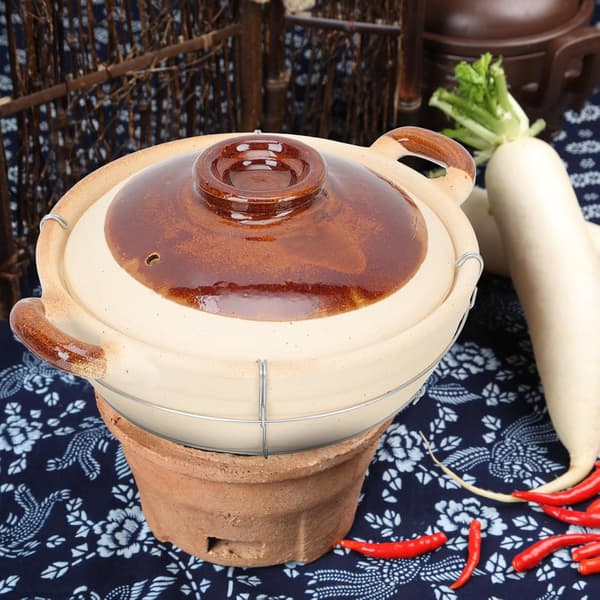 5l Clay Pot Single Handle Even Heat Transfer Nonstick Surface Double Handles Kitchen Pot