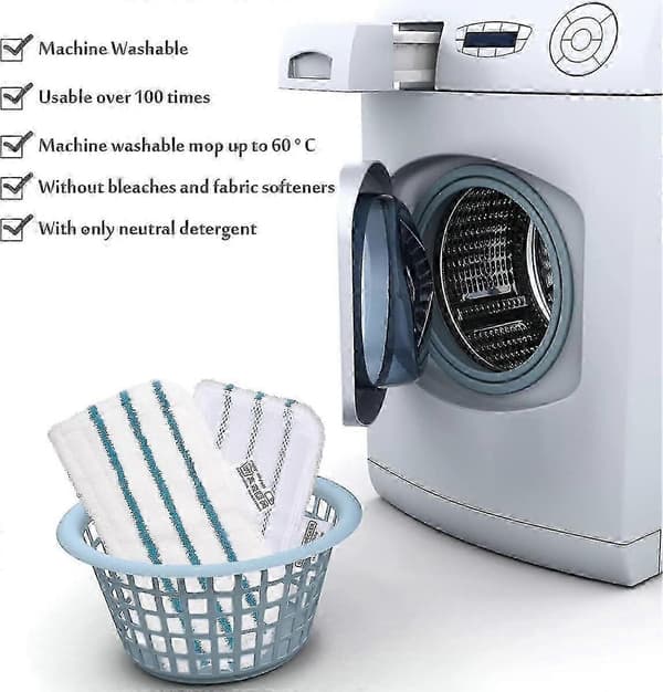 3 stk Vaskbare Mikrofibermoppekluter Erstatningsputer for Dampmopper Kompatible med Flere Merker (Hvit)