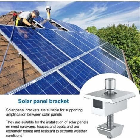 10 Pieces Aluminum Solar Panel Brackets, T-Shaped Mid Clamps, PV Solar Panel Mounting, Central Roof Mount, for 30mm Framed P