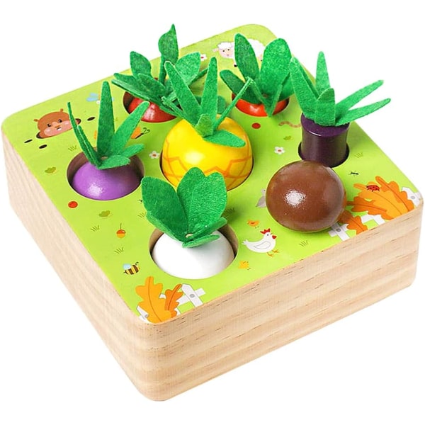 Montessori-leker i tre for 1 åring, Gårdshøstspillleker med grønnsaksfrukt, formsorteringsleker Lære Fine Moto