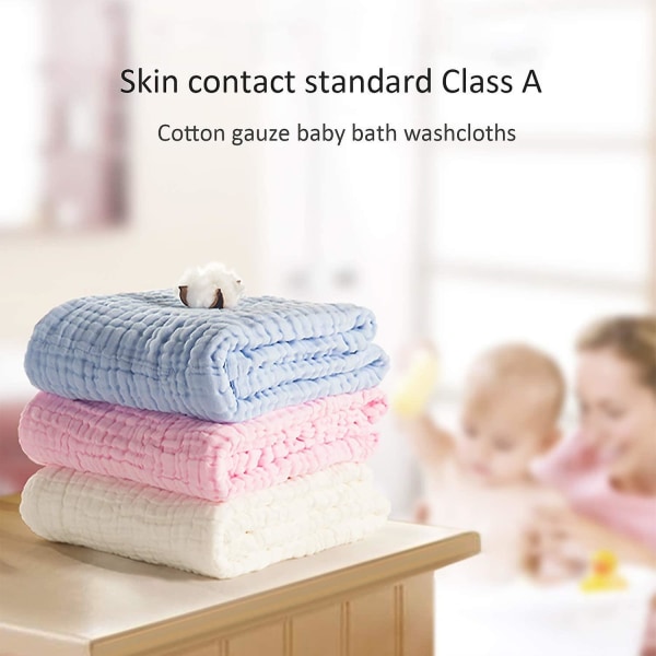 Babymuslin-vaskekluter for babyens sensitive hud, lags bomullsbadehåndkle, myke ansiktsservietter til nyfødte babyer, flott dusjgave (10 stk, flerfarget)