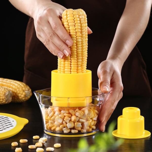 Kitchen Manual Corn Thresher Peeler Vegetable Ginger Garlic COB Remover with Measurer Threshing Shucker