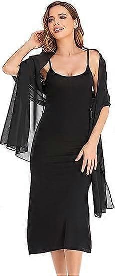 Sort Sjal og Slør Aften Chiffon Elegant Blød Silke Slør Bryllup Foulard Mariage