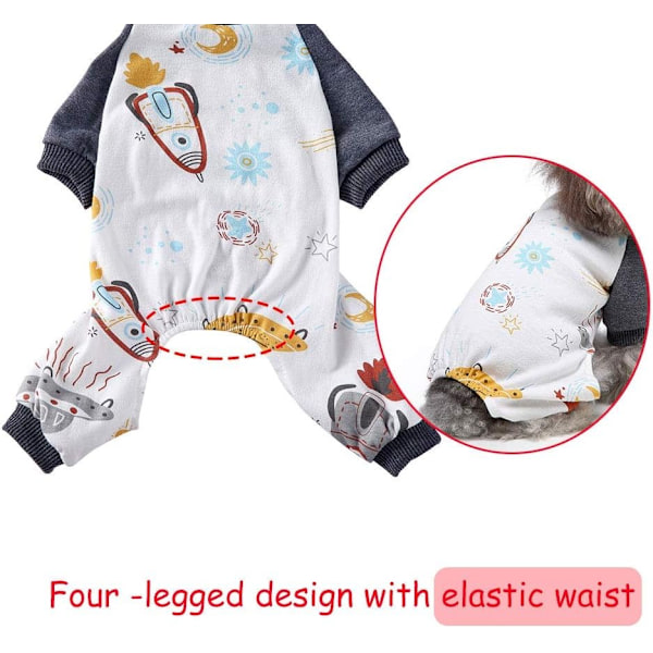 2-pack mjuka bomulls-hundpyjamas, hundpyjamas, valp, katt, rymdskepp astronaut storlek M