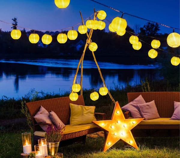 Qedertek Solcellelamper Lanterne Udendørs 6 Meter 30 LED