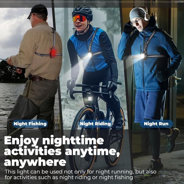 Nattløpelys USB Oppladbart 90° Justerbart 500 Lumen Vanntett Reflekterende [Ho]