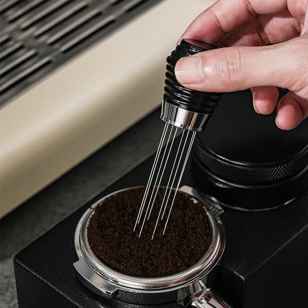 Black Threaded Coffee Distribution Tool Accessory, Aluminum Handle
