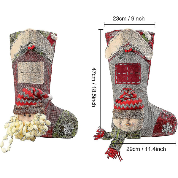 Stor Personlig Jule Strømpe Sæt, Julegodt Pose Ornament Strømpe Sæk Gavepose, Julemand Snemand Tema Juletræ Strømpe Dekoration