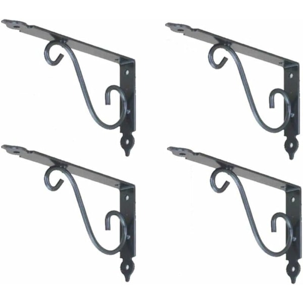 Wall bracket, 4 pcs steel 90 degree triangular brackets, wall-mounted L-shaped bracket, multifunctional shelf bracket (black)