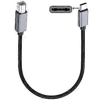 USB C til B BM-kabel, printertilslutning TypeC til USB B-ledning til pc, bærbar computer til printer, scannere 0,3 m 0.3 m